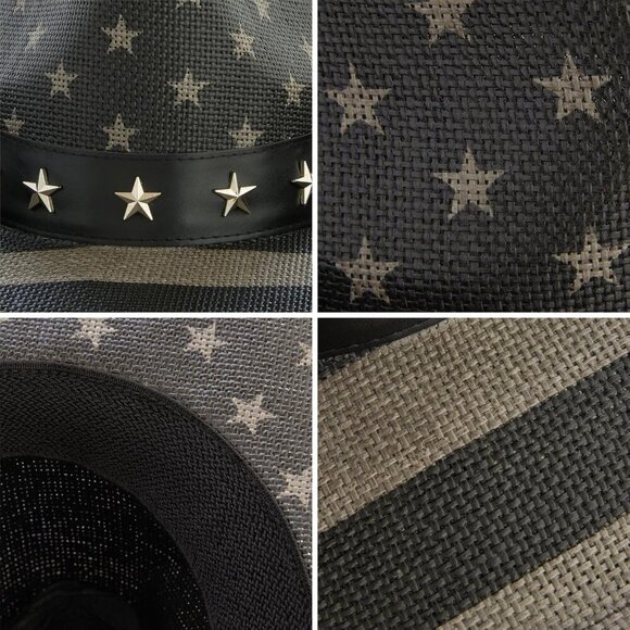 Zodaca USA Straw American Flag Cowboy Hat for Men Vintage Cowgirl Costume - Picture 7 of 9